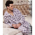 Fashion Printed Velvet Fleece Mens Pajamas Suit